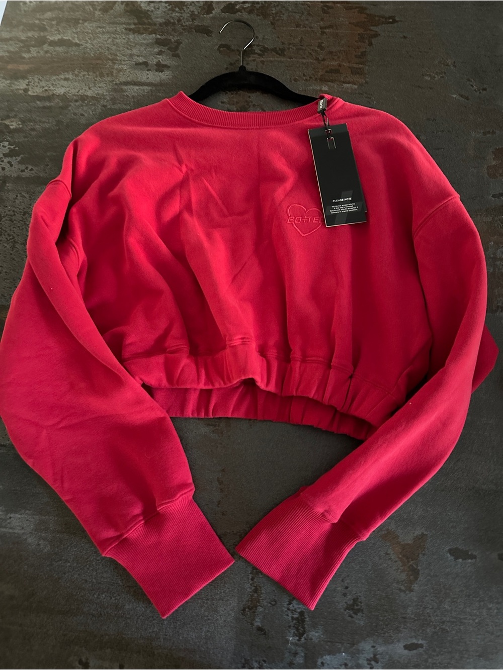 Bo+Tee Cropped Crewneck Sweater in Red